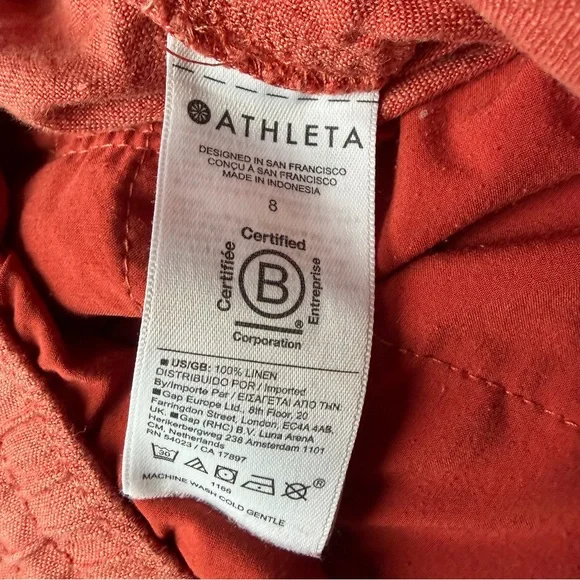 Athleta Retreat Linen Women’s Joggers Size 8 Coral Orange With Zip Pockets - Picture 6 of 6
